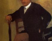 Seated Young Man in a Jacket with an Umbrella